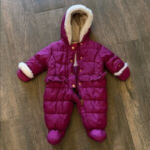 London FogBaby Hooded One-Piece Snowsuit in Magenta